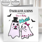cute gothic ghost couple anniversary valentines wedding card option to personalise