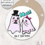 cute gothic ghost couple mug and/or coaster anniversary valentines wedding gift optional to personalise