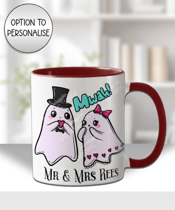 cute gothic ghost couple mug and/or coaster anniversary valentines wedding gift optional to personalise