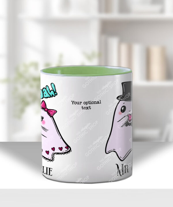 cute gothic ghost couple mug and/or coaster anniversary valentines wedding gift optional to personalise