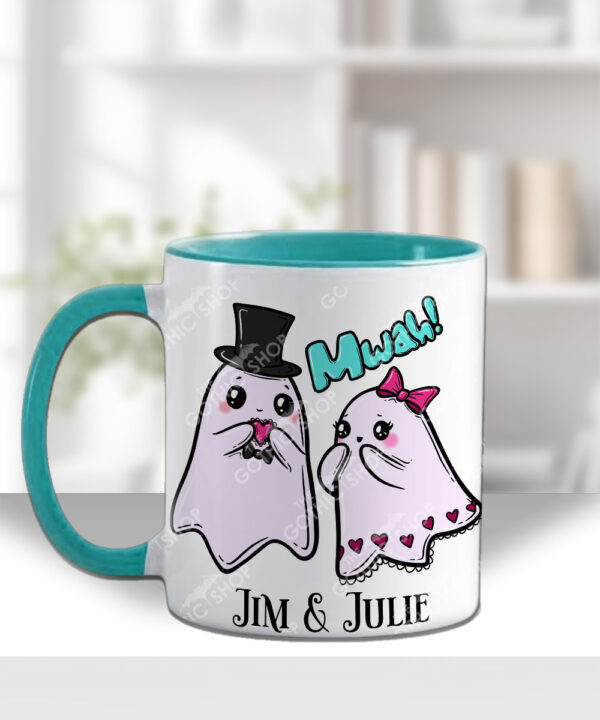 cute gothic ghost couple mug and/or coaster anniversary valentines wedding gift optional to personalise
