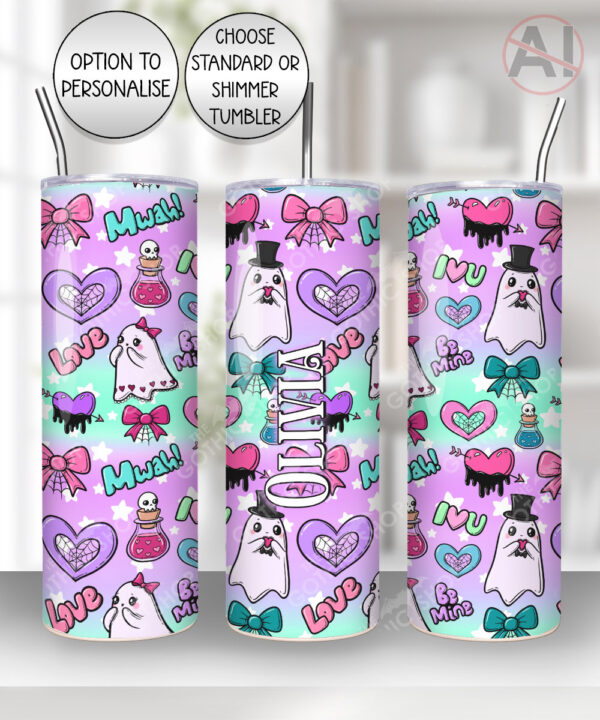 cute gothic ghost couple straight tumbler anniversary valentines wedding gift option to personalise