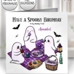 cute gothic ghost picnic birthday or halloween card option to personalise