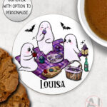 cute gothic ghost picnic mug and/or coaster optional to personalise