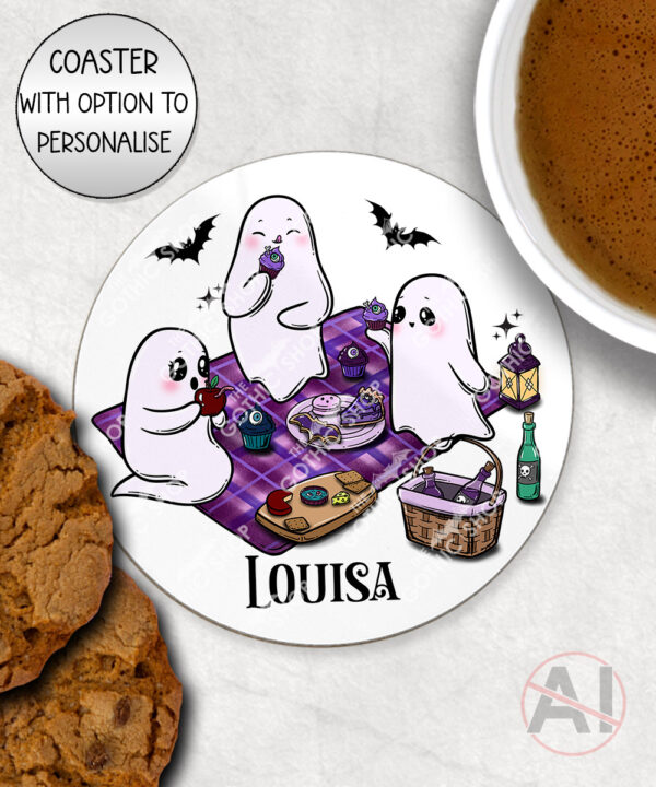 cute gothic ghost picnic mug and/or coaster optional to personalise