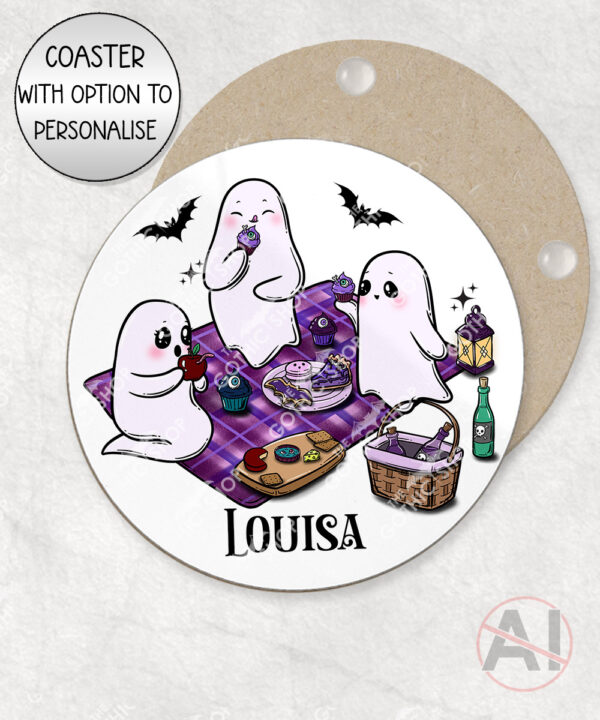 cute gothic ghost picnic mug and/or coaster optional to personalise