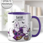 cute gothic ghost picnic mug and/or coaster optional to personalise