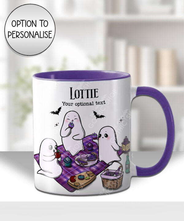 cute gothic ghost picnic mug and/or coaster optional to personalise