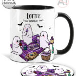 cute gothic ghost picnic mug and/or coaster optional to personalise