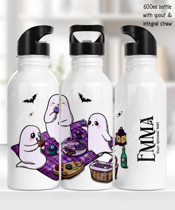 cute gothic ghost picnic water bottle option to personalise