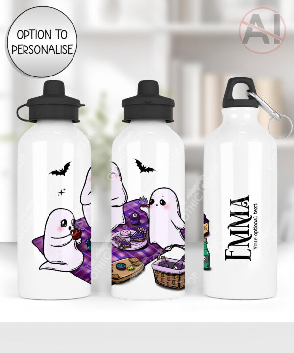 cute gothic ghost picnic water bottle option to personalise