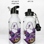 cute gothic ghost picnic water bottle option to personalise