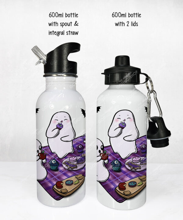 cute gothic ghost picnic water bottle option to personalise