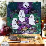 cute gothic ghost picnic glass chopping board option to personalise