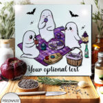 cute gothic ghost picnic glass chopping board option to personalise
