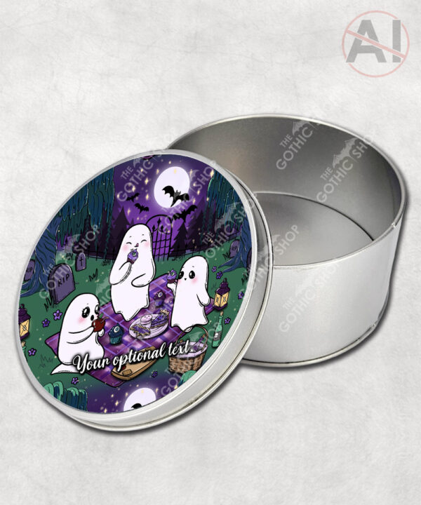 cute gothic ghost picnic storage tin option to personalise