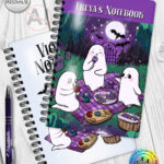 cute gothic ghost picnic notebook journal option to personalise