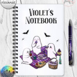 cute gothic ghost picnic notebook journal option to personalise