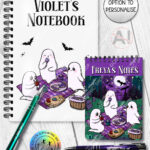 cute gothic ghost picnic notebook journal option to personalise