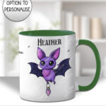 magical kawaii purple bat with potion mug and/or coaster optional to personalise