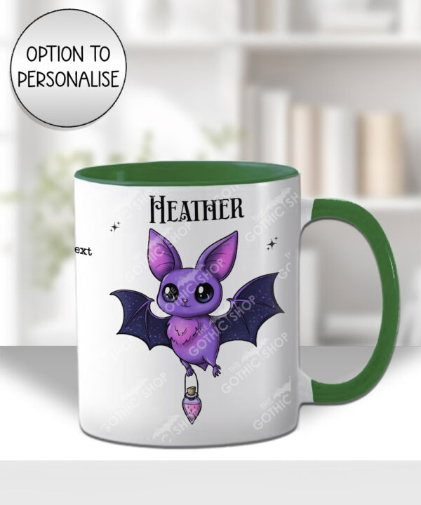 magical kawaii purple bat with potion mug and/or coaster optional to personalise