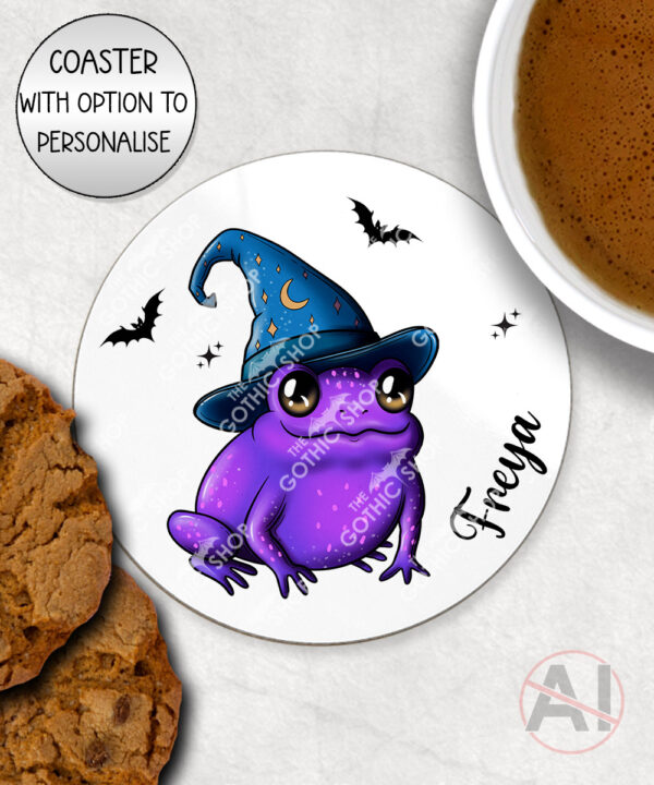 magical kawaii purple witchy frog mug and/or coaster optional to personalise