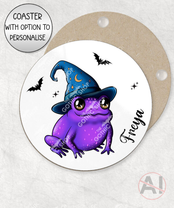 magical kawaii purple witchy frog mug and/or coaster optional to personalise