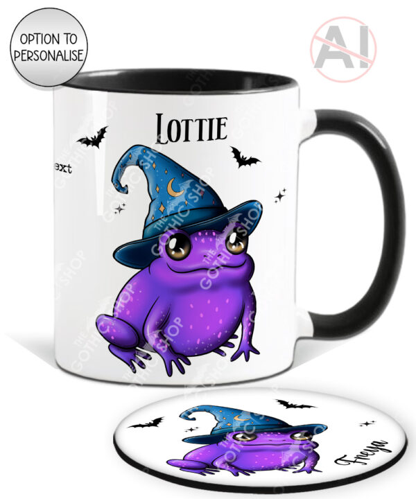 magical kawaii purple witchy frog mug and/or coaster optional to personalise