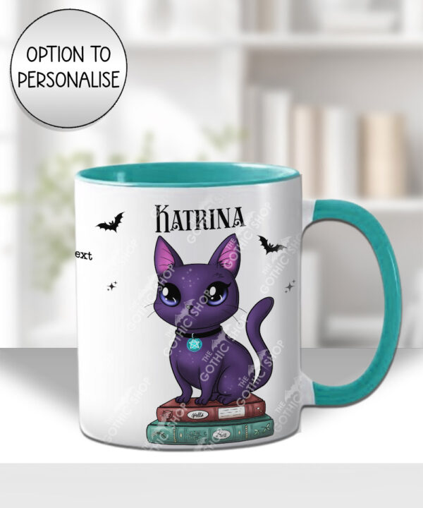 magical kawaii purple witchy cat mug and/or coaster optional to personalise