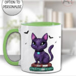 magical kawaii purple witchy cat mug and/or coaster optional to personalise