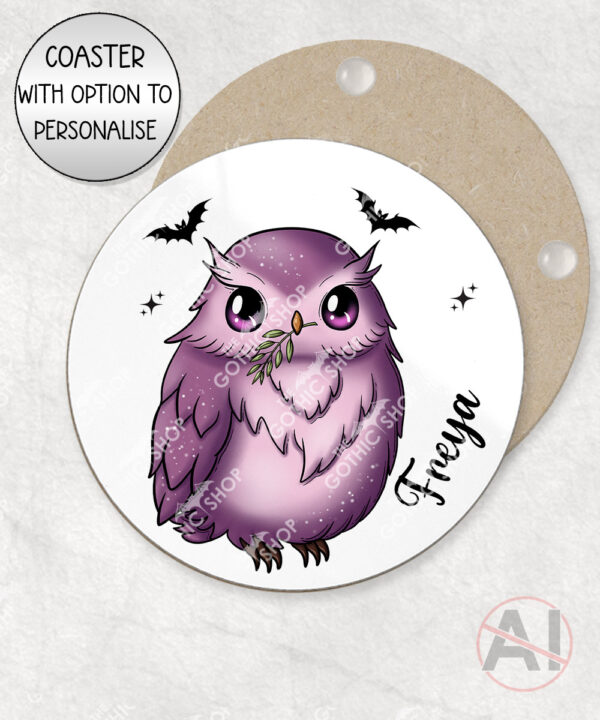 magical kawaii purple witchy cat on books mug and/or coaster optional to personalise (copy)