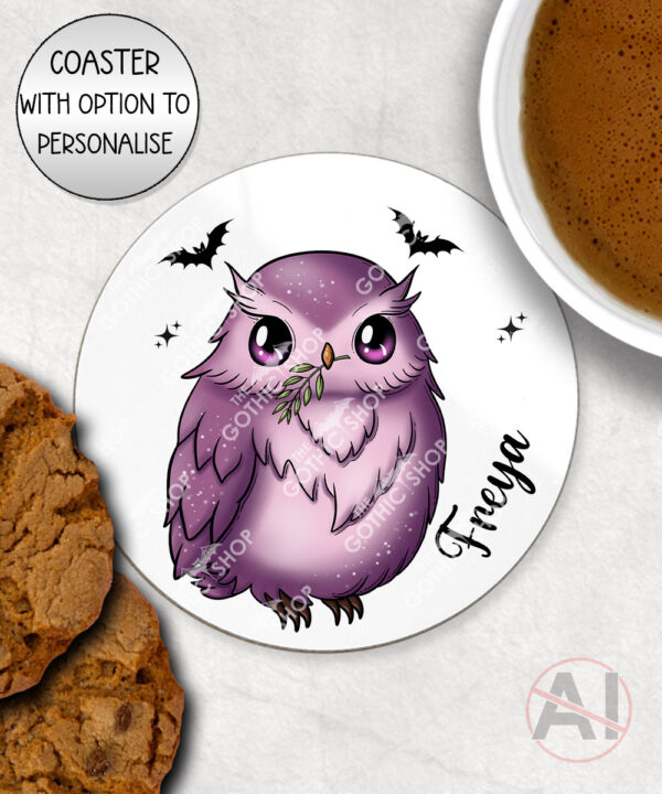 magical kawaii purple witchy cat on books mug and/or coaster optional to personalise (copy)