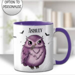magical kawaii purple witchy cat on books mug and/or coaster optional to personalise (copy)