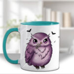 magical kawaii purple witchy cat on books mug and/or coaster optional to personalise (copy)