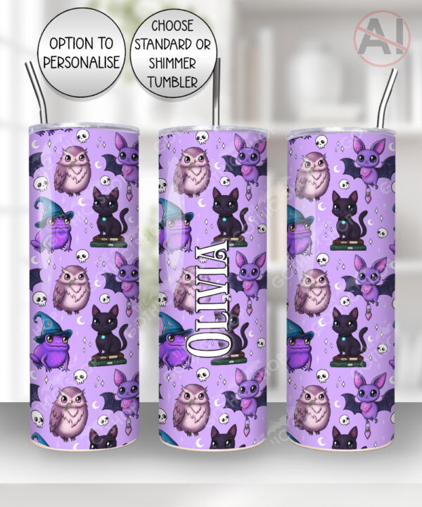 magical familiars purple gothic straight tumbler option to personalise