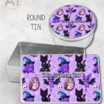 magical familiars kawaii purple gothic witchy storage tin option to personalise