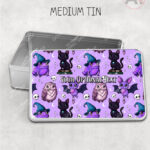 magical familiars kawaii purple gothic witchy storage tin option to personalise