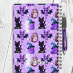 magical familiars kawaii purple gothic witchy notebook journal option to personalise