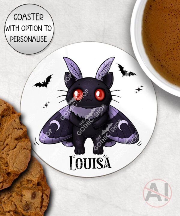 kitty gothic moth purple bat with potion mug and/or coaster optional to personalise