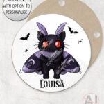 kitty gothic moth purple bat with potion mug and/or coaster optional to personalise