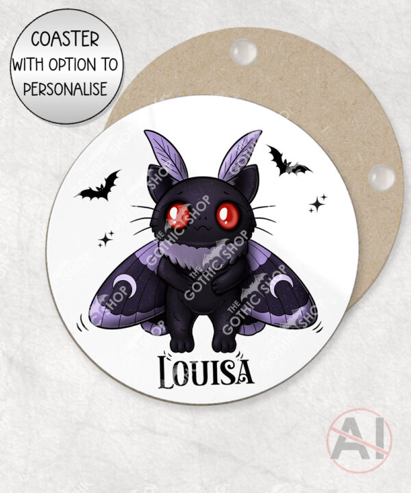 kitty gothic moth purple bat with potion mug and/or coaster optional to personalise