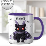 kitty gothic moth purple bat with potion mug and/or coaster optional to personalise