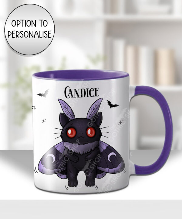 kitty gothic moth purple bat with potion mug and/or coaster optional to personalise