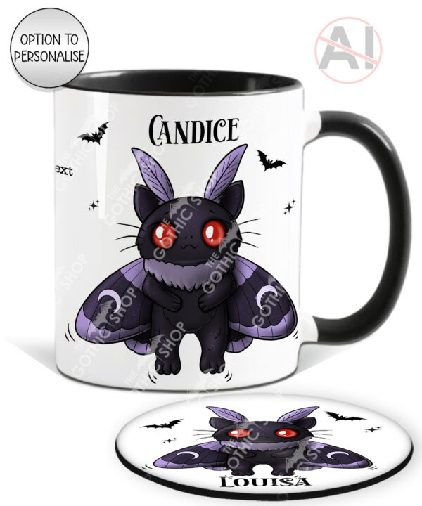 kitty gothic moth purple bat with potion mug and/or coaster optional to personalise