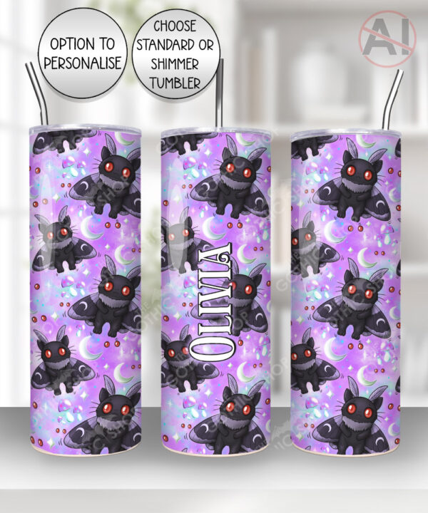 kitty gothic moth purple gothic witchy straight tumbler option to personalise