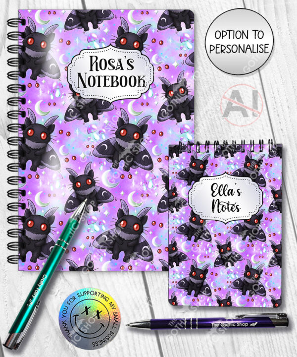 kitty gothic moth purple gothic witchy notebook journal option to personalise