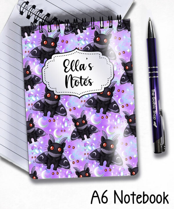 kitty gothic moth purple gothic witchy notebook journal option to personalise