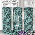 gothic floral lace skull roses moths straight tumbler option to personalise