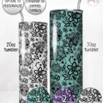 gothic floral lace skull roses moths straight tumbler option to personalise