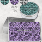 gothic floral lace skull roses moths storage tin option to personalise